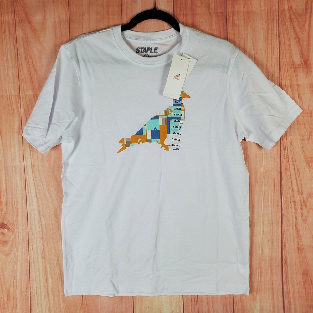 Staple T Shirt Mens Small White Graphic Pigeon Collage Fill Logo Everyday Wear
